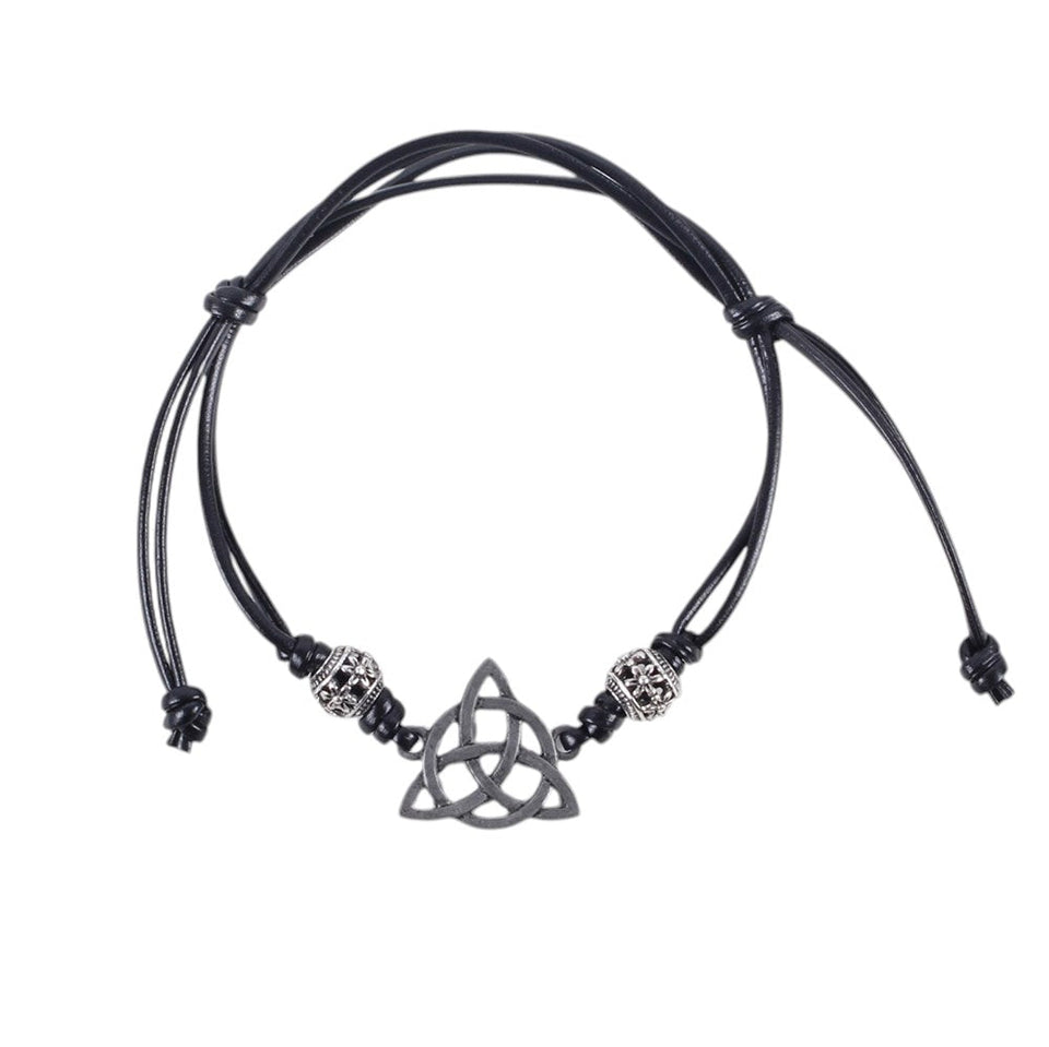 Pulsera de Cordón Negro Nudo Triquetra Celta | Unidad y Conexión Espiritual Esotergia