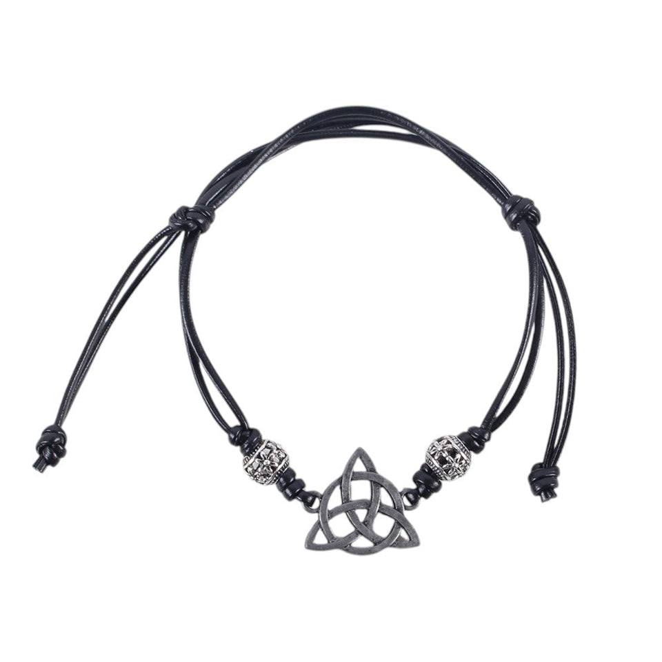 Pulsera de Cordón Negro Nudo Triquetra Celta | Unidad y Conexión Espiritual Esotergia