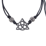 Pulsera de Cordón Negro Nudo Triquetra Celta | Unidad y Conexión Espiritual Esotergia