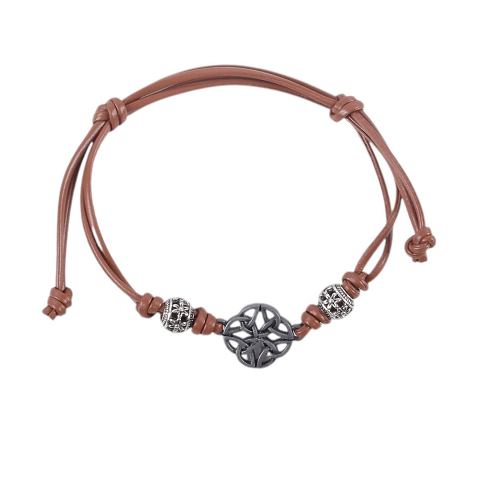 Pulsera de Cordón Marrón Nudo Celta Escudo | Fuerza y Protección Esotergia