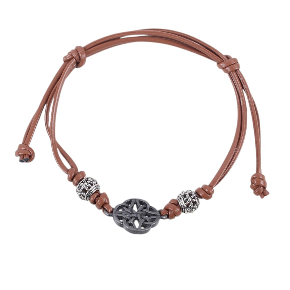 Pulsera de Cordón Marrón Nudo Celta Escudo | Fuerza y Protección Esotergia