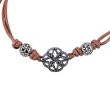 Pulsera de Cordón Marrón Nudo Celta Escudo | Fuerza y Protección Esotergia