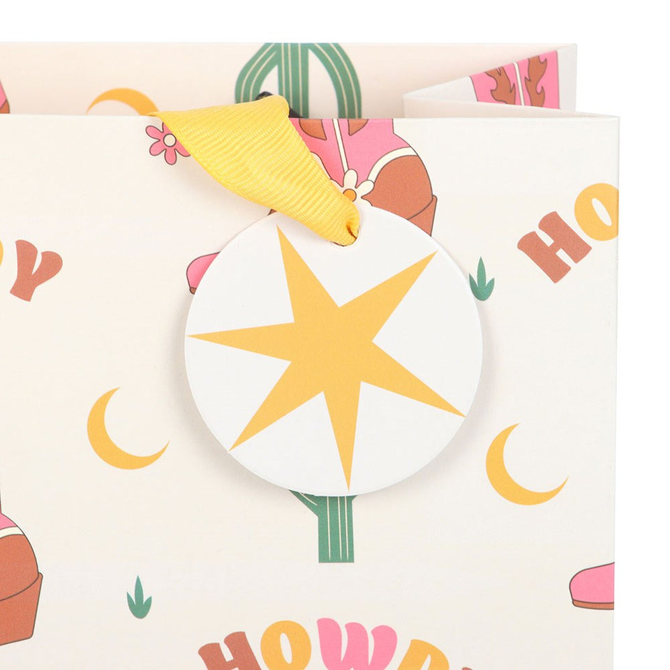 Bolsa de Regalo Western: Estilo Retro Rodeo y "Howdy" Festivo (23 cm) Esotergia Tienda
