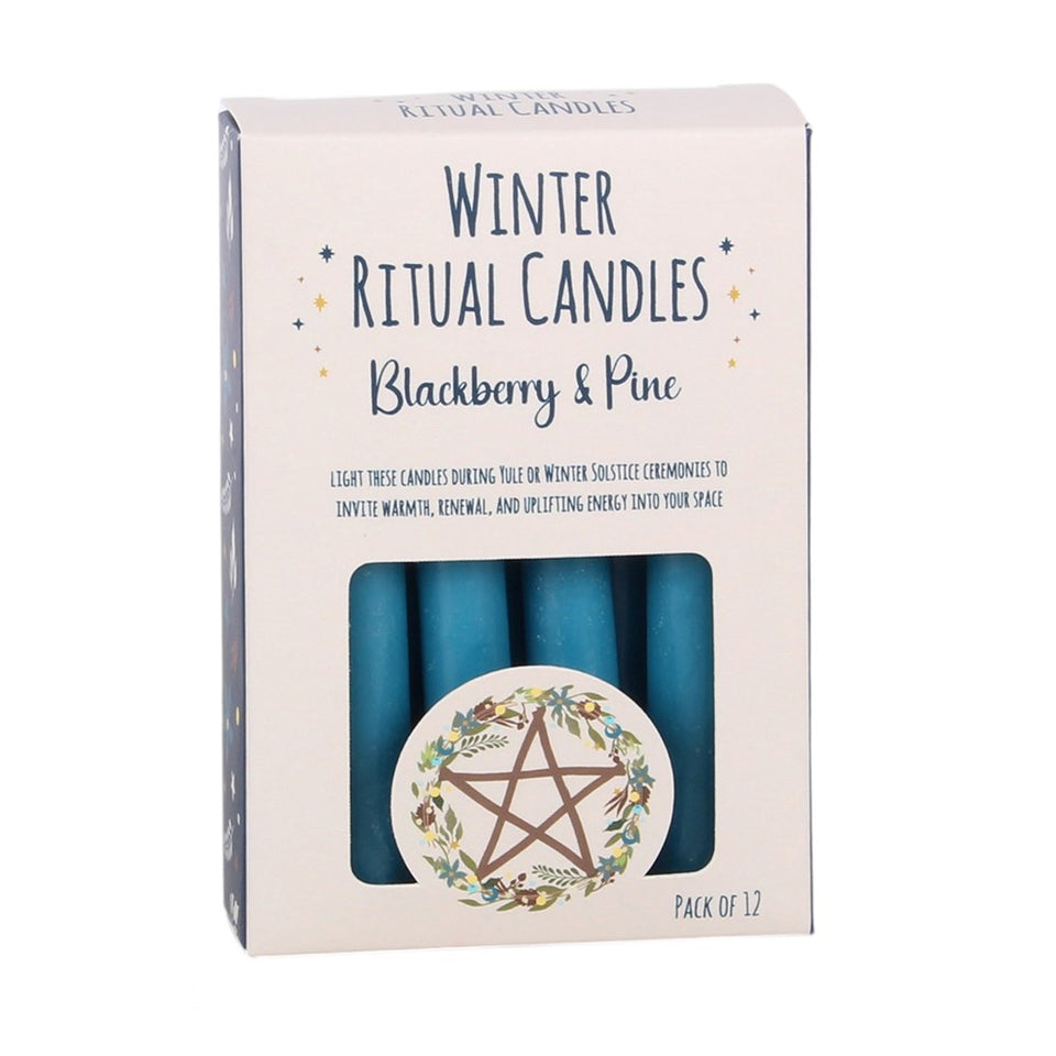 Pack de 12 Velas Rituales de Invierno "Mora y Pino" Esotergia