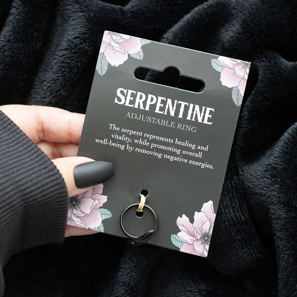 Anillo Ajustable de Serpiente Negra – Acero Inoxidable Elegante y Místico Merlin Tienda