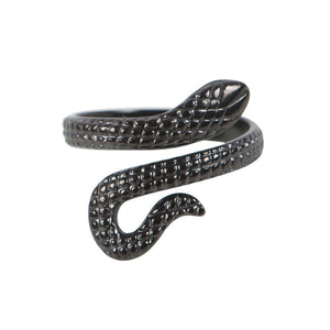 Anillo Ajustable de Serpiente Negra – Acero Inoxidable Elegante y Místico Merlin Tienda
