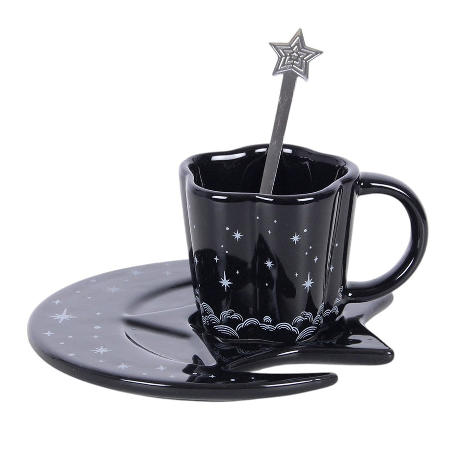 Set de Taza Espresso "Cielo Estrellado" con Plato de Luna Esotergia