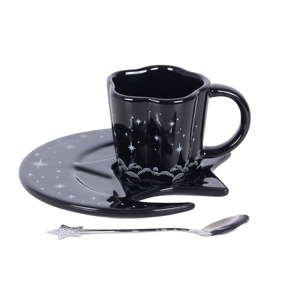 Set de Taza Espresso "Cielo Estrellado" con Plato de Luna Esotergia