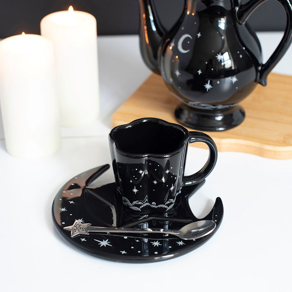 Set de Taza Espresso "Cielo Estrellado" con Plato de Luna Esotergia