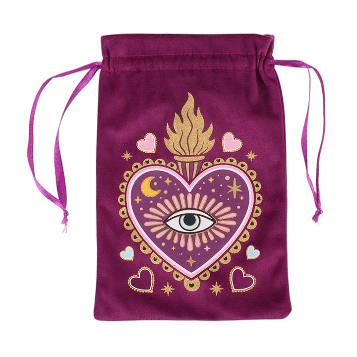 Bolsa de Terciopelo Morada "Corazón Sagrado y Ojo Místico" | Protección para tus Tesoros Esotergia