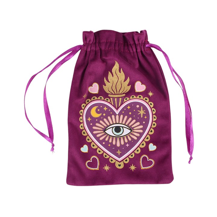 Bolsa de Terciopelo Morada "Corazón Sagrado y Ojo Místico" | Protección para tus Tesoros Esotergia