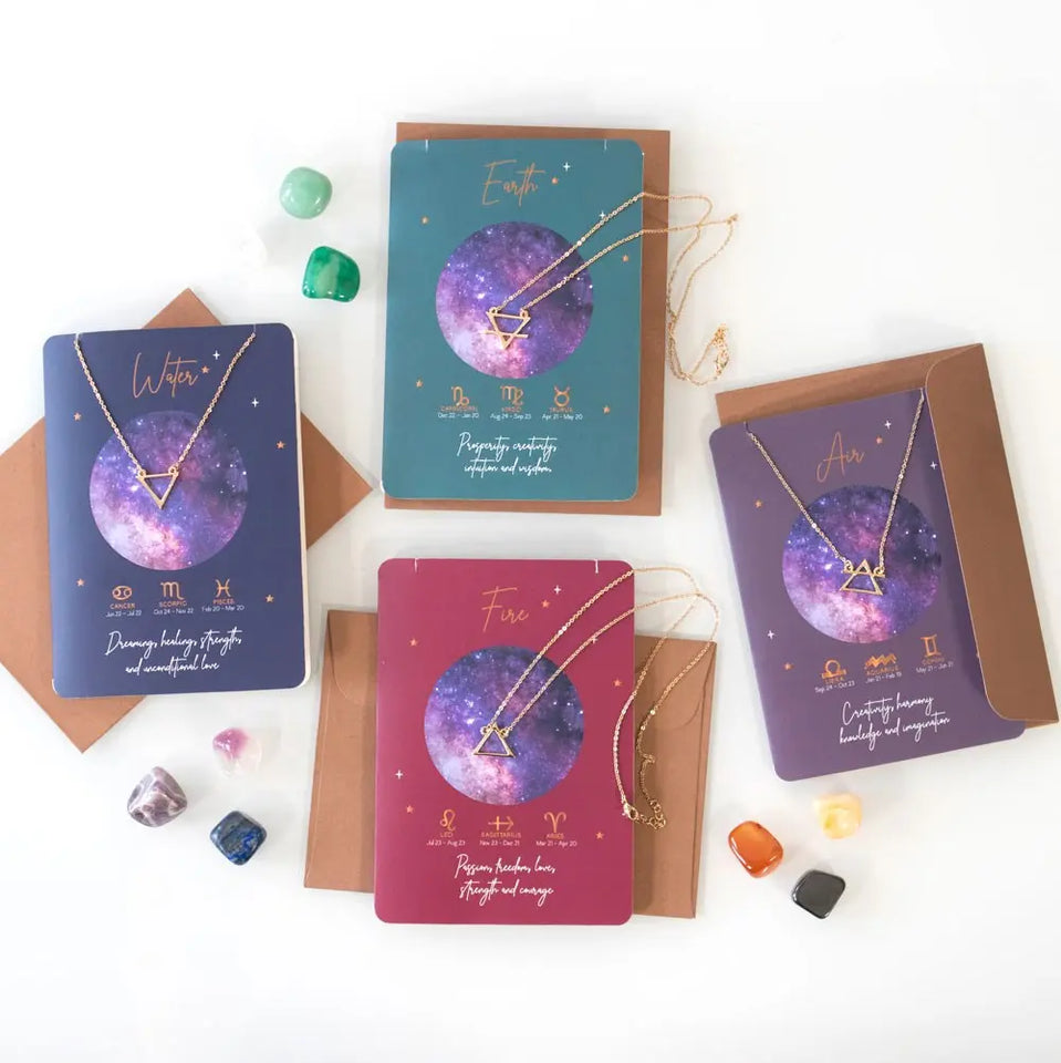 Collar Elemento Aire con Tarjeta Zodiacal – Géminis, Libra y Acuario - Esotergia Tienda