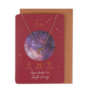 Collar Elemento Fuego con Tarjeta Zodiacal – Aries, Leo y Sagitario - Esotergia Tienda