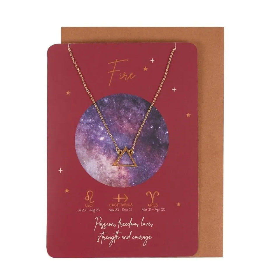 Collar Elemento Fuego con Tarjeta Zodiacal – Aries, Leo y Sagitario - Esotergia Tienda