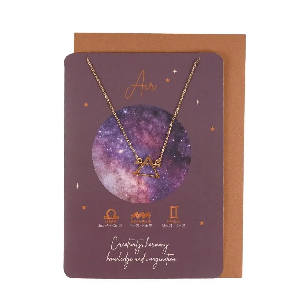 Collar Elemento Aire con Tarjeta Zodiacal – Géminis, Libra y Acuario - Esotergia Tienda