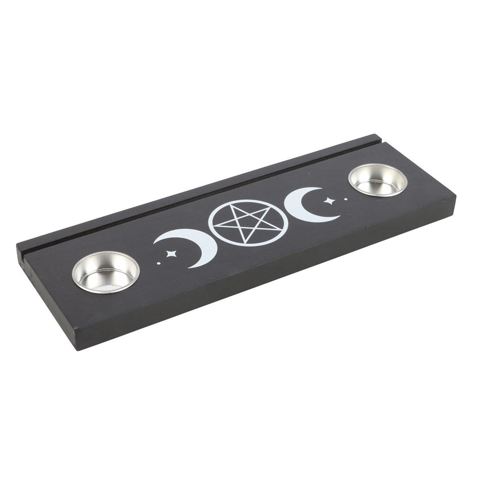 Soporte para Cartas de Tarot  - Oráculo Triple Luna Negra | Altar con Portavelas Esotergia