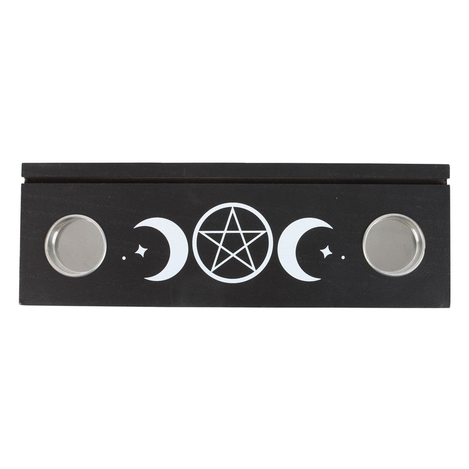 Soporte para Cartas de Tarot  - Oráculo Triple Luna Negra | Altar con Portavelas Esotergia