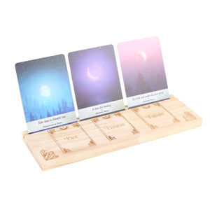 Soporte de Tarot Pasado Presente Futuro – Madera Natural Esotérica