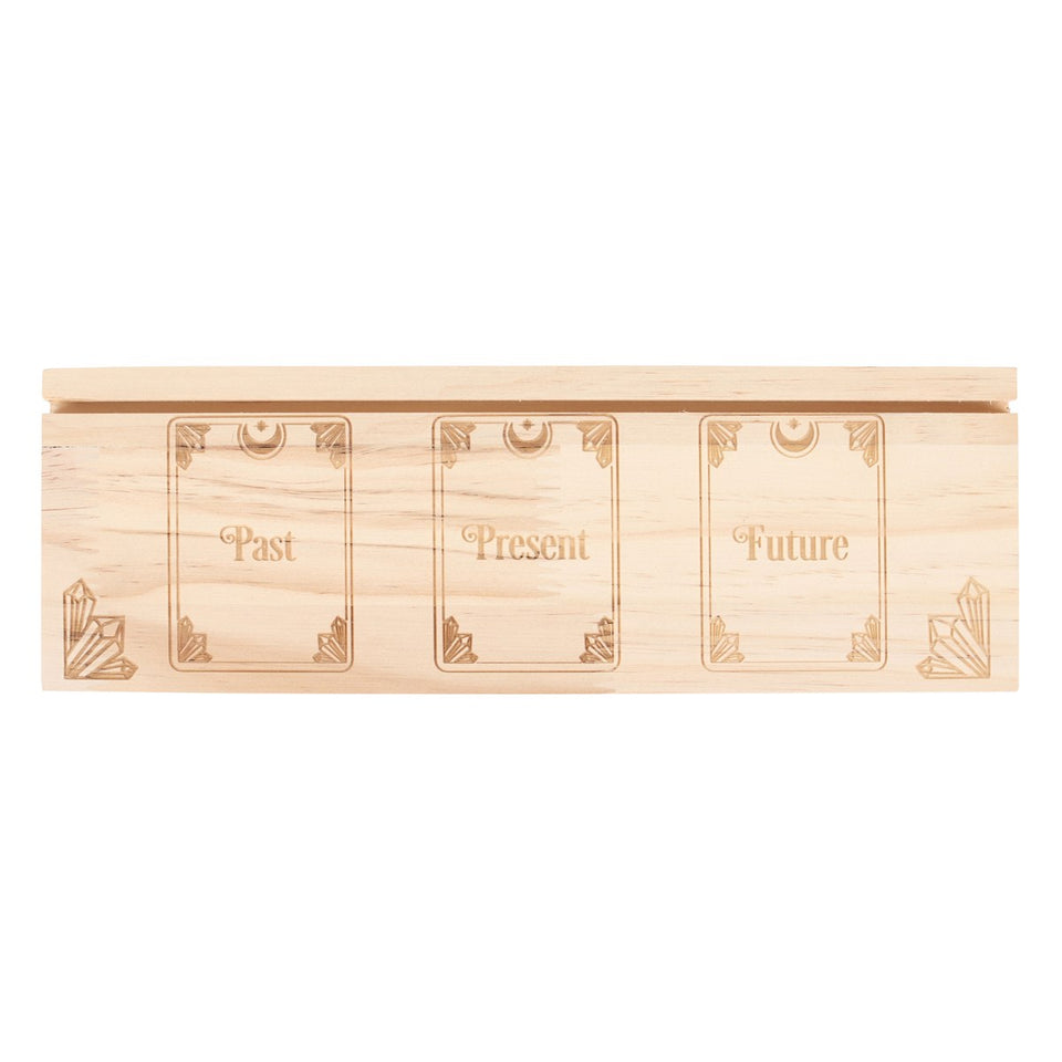 Soporte de Tarot Pasado Presente Futuro – Madera Natural Esotérica