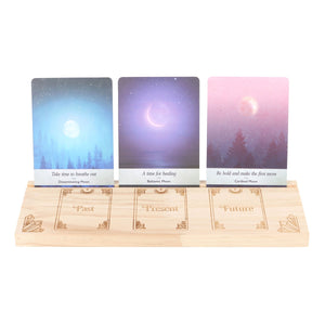 Soporte de Tarot Pasado Presente Futuro – Madera Natural Esotérica