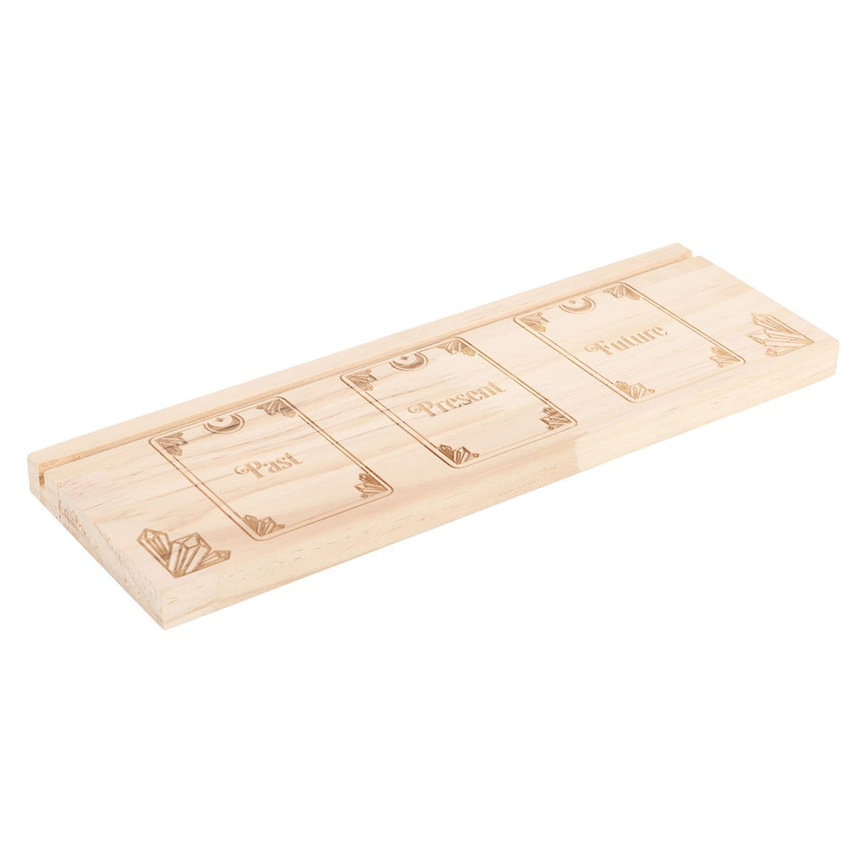Soporte de Tarot Pasado Presente Futuro – Madera Natural Esotérica