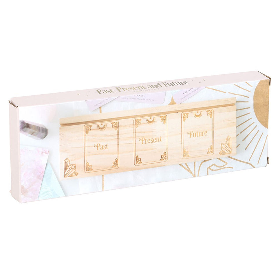 Soporte de Tarot Pasado Presente Futuro – Madera Natural Esotérica