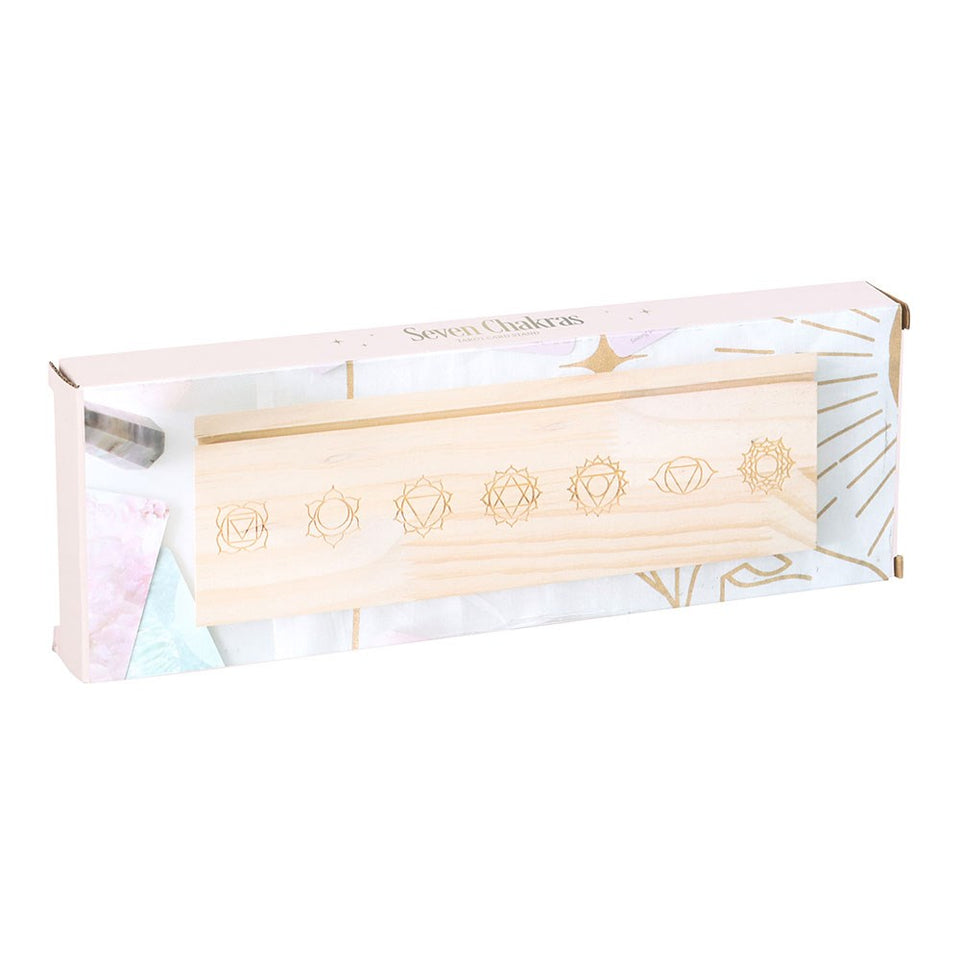 Soporte de Tarot con Diseño de los 7 Chakras – Madera Natural Espiritual