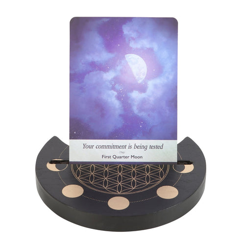 Soporte para Carta del Tarot con Flor de la Vida y Luna Negra