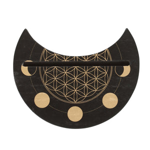 Soporte para Carta del Tarot con Flor de la Vida y Luna Negra
