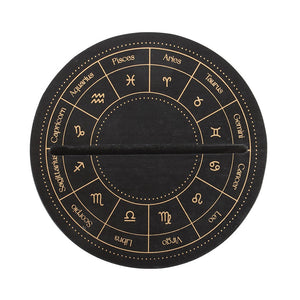 Soporte para Carta del Tarot con Rueda Astrológica en Madera Negra