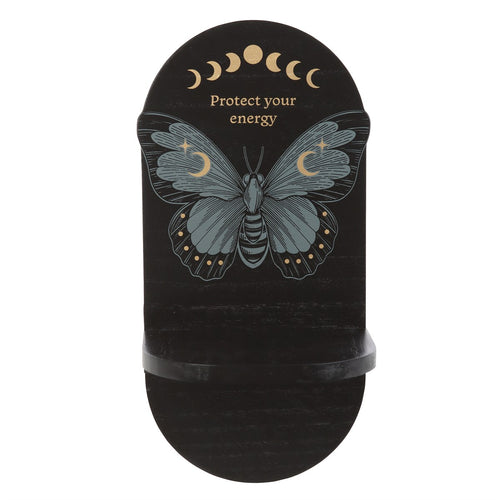 Estantería Altar con Polilla Negra – Decoración Espiritual en Madera