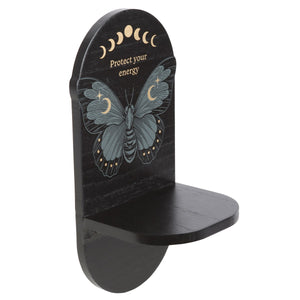 Estantería Altar con Polilla Negra – Decoración Espiritual en Madera