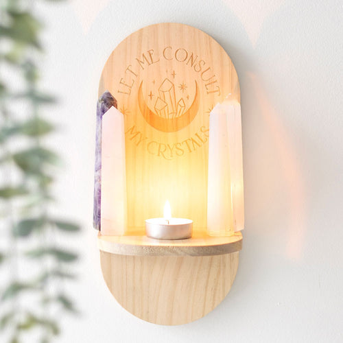 Estantería Altar 'Let Me Consult My Crystals' – Madera Natural Mística