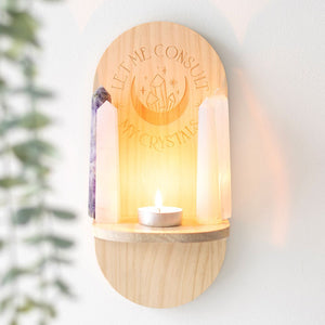 Estantería Altar 'Let Me Consult My Crystals' – Madera Natural Mística