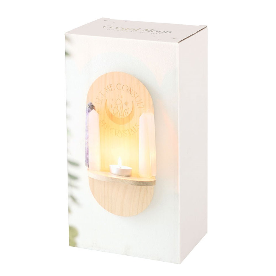 Estantería Altar 'Let Me Consult My Crystals' – Madera Natural Mística