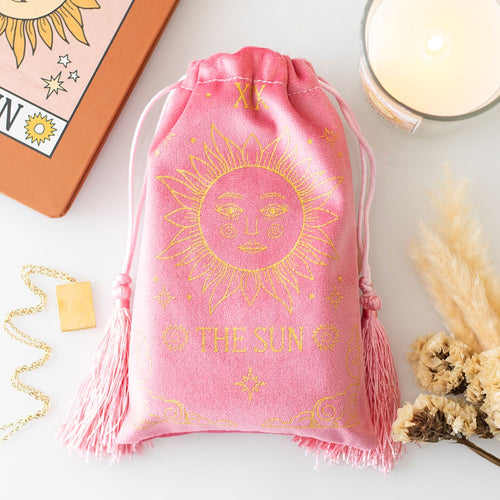 Bolsa Terciopelo Tarot 'El Sol': Magia, Éxito y Protección de Cristales Esotergia