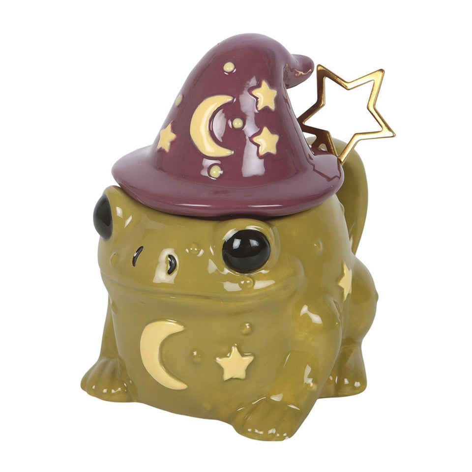 Taza Sapo Mágico con Tapa de Sombrero de Bruja y Cuchara Esotergia