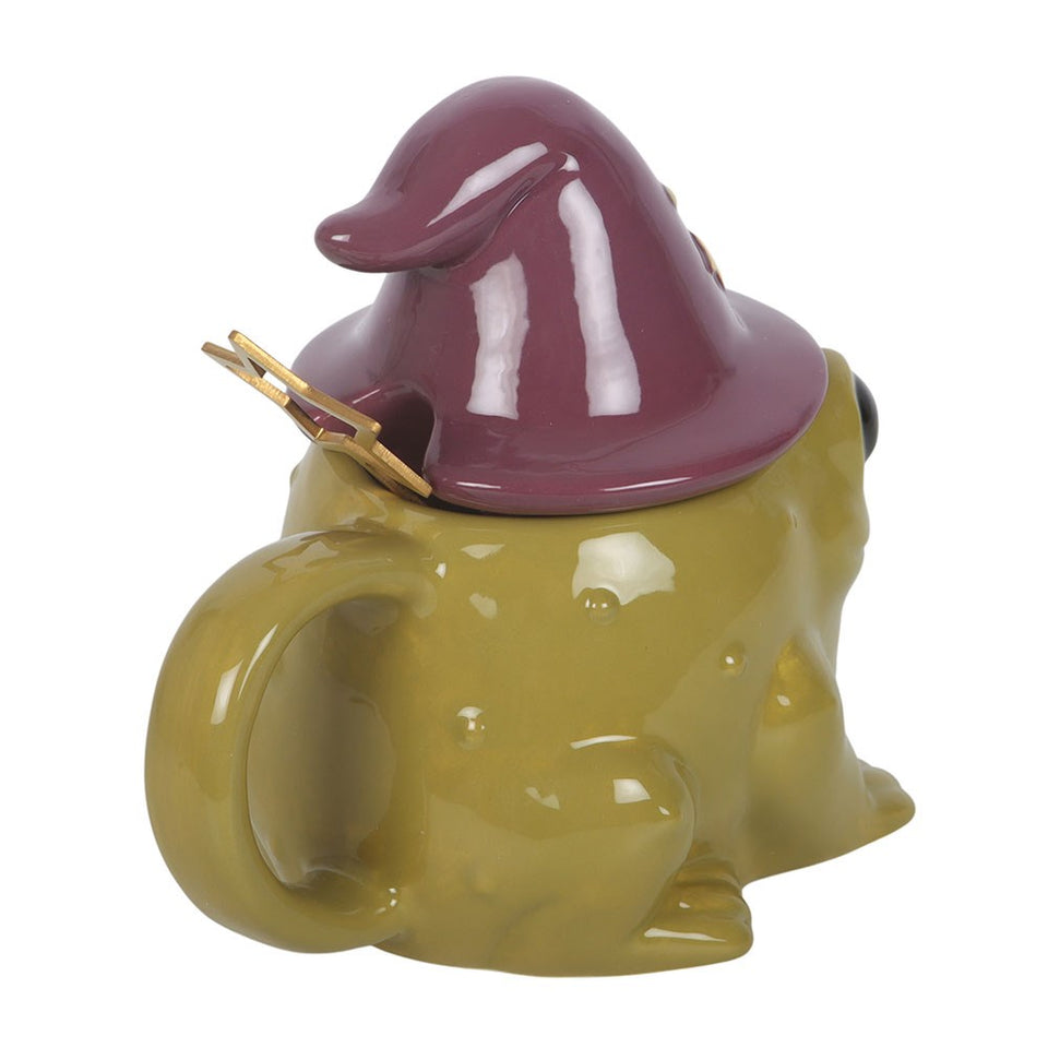 Taza Sapo Mágico con Tapa de Sombrero de Bruja y Cuchara Esotergia