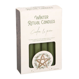 Velas de Cedro y Pino para Rituales de Invierno – Paquete de 12 para Yule y Solsticio