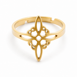 Anillo Ajustable de Acero Inoxidable Dorado con Nudo de Bruja | Protección y Elegancia Mágica Esotergia