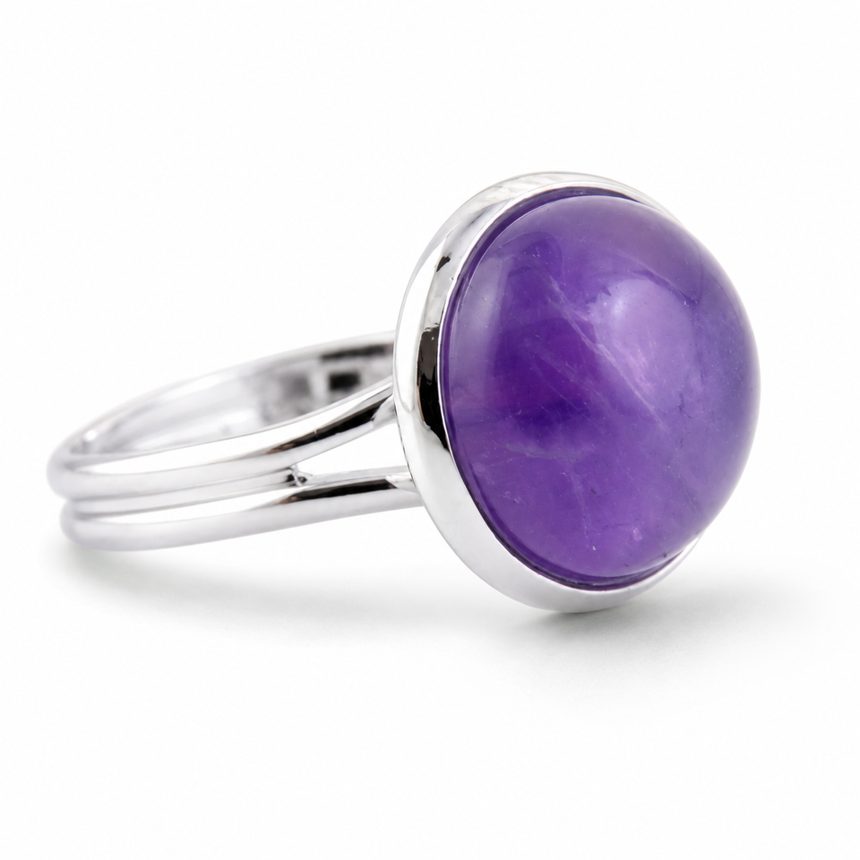 Anillo Ajustable de Amatista Natural de 12 mm Esotergia