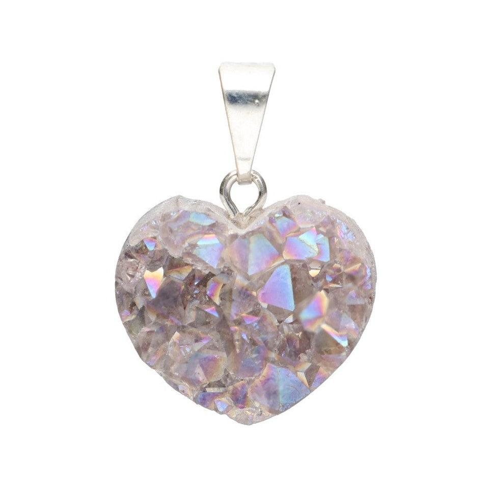 Colgante Corazón de Drusa Aqua Aura | Baño de Plata Merlin Tienda