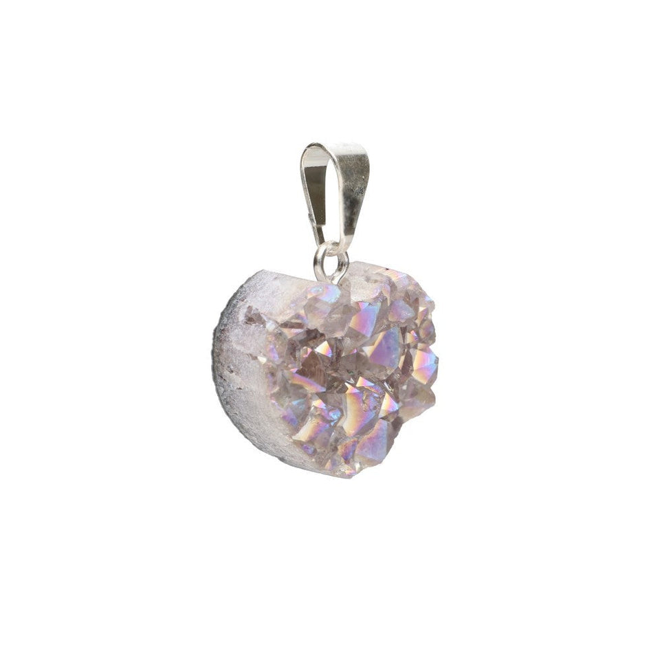 Colgante Corazón de Drusa Aqua Aura | Baño de Plata Merlin Tienda