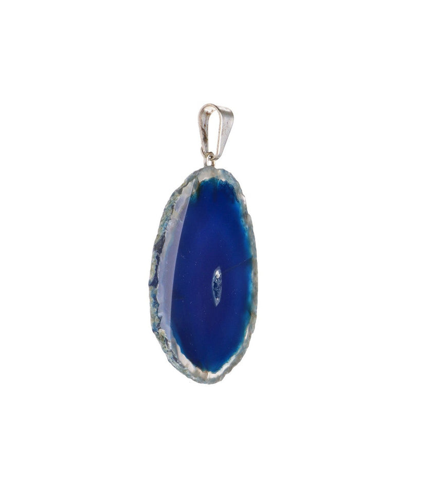 Colgante de Ágata Azul (Baño de Plata) | Calma, Comunicación y Verdad Merlin Tienda