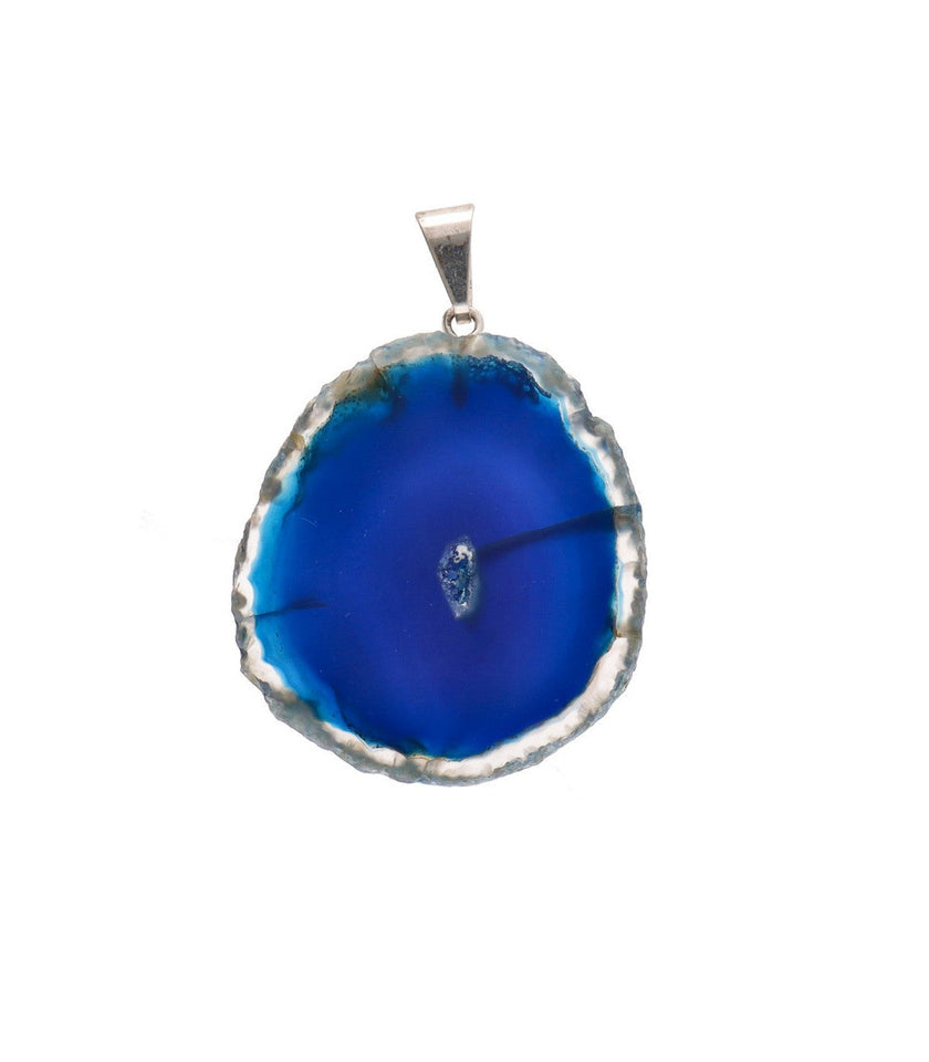 Colgante de Ágata Azul (Baño de Plata) | Calma, Comunicación y Verdad Merlin Tienda