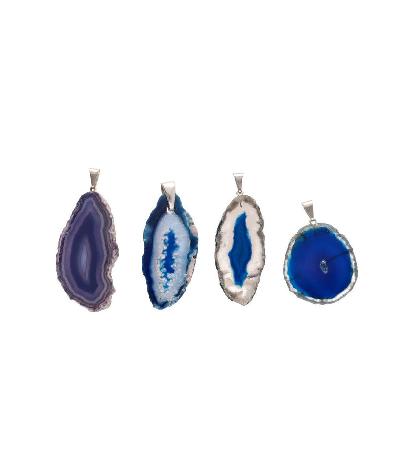 Colgante de Ágata Azul (Baño de Plata) | Calma, Comunicación y Verdad Merlin Tienda