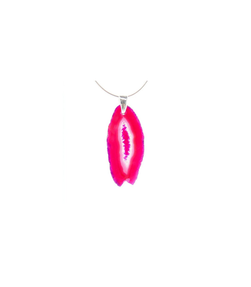 Colgante de Ágata Fucsia (Baño de Plata) | Vitalidad, Pasión y Equilibrio Merlin Tienda