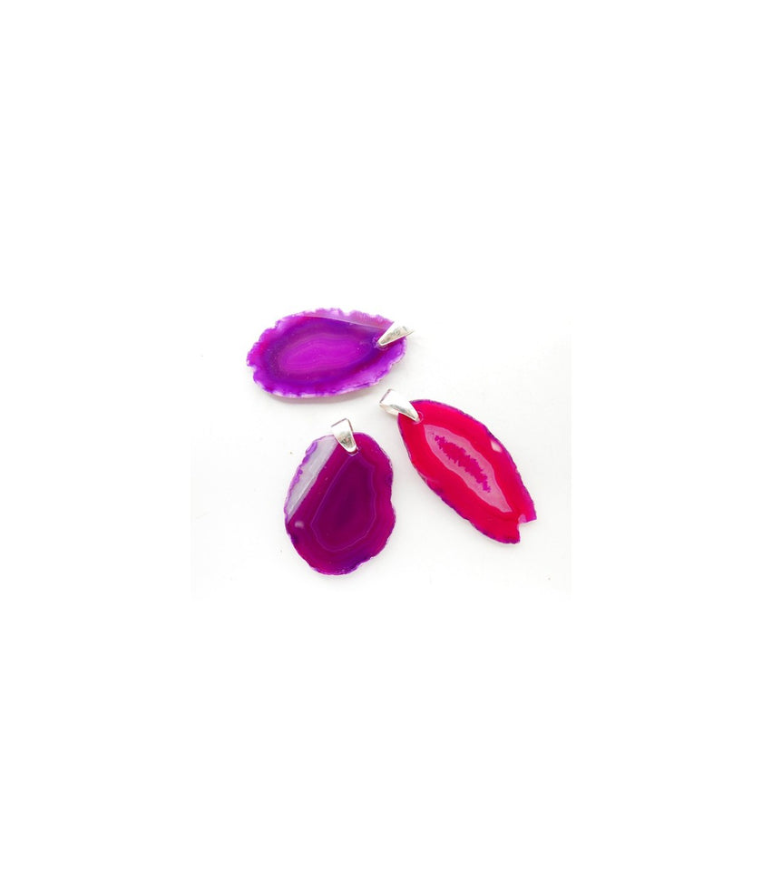 Colgante de Ágata Fucsia (Baño de Plata) | Vitalidad, Pasión y Equilibrio Merlin Tienda