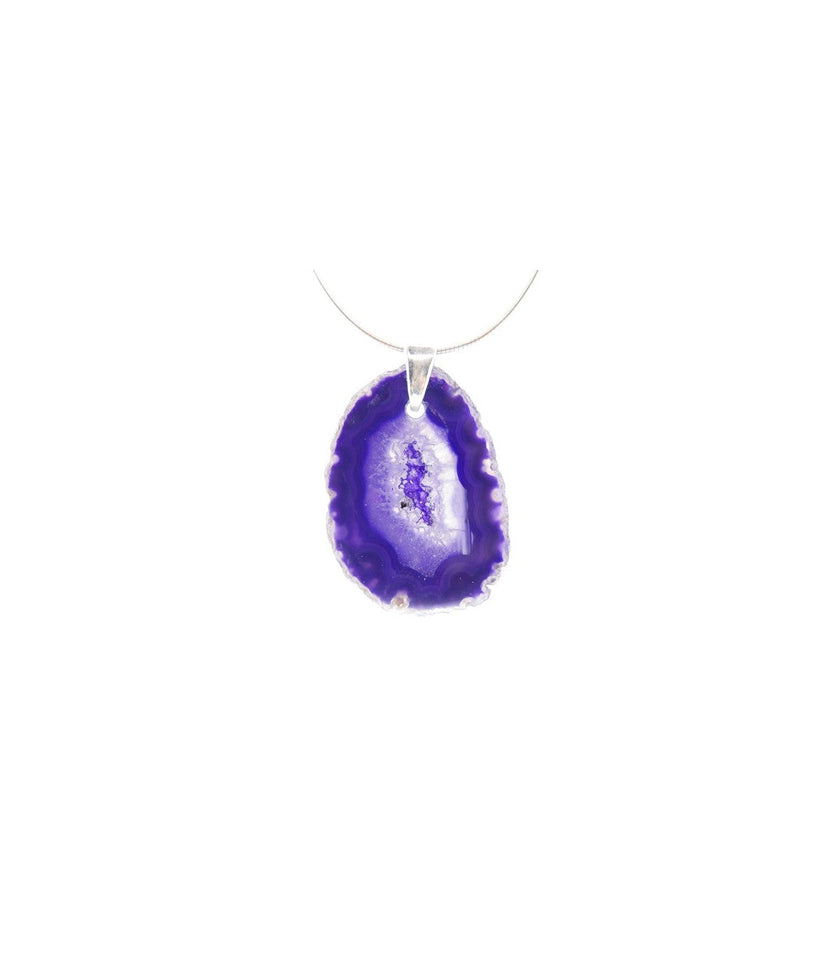 Colgante de Ágata Violeta (Baño de Plata) | Transmutación e Intuición Merlin Tienda