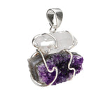 Colgante de Cuarzo Cristal y Drusa de Amatista | Baño de Plata Merlin Tienda